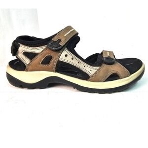 ECCO Yucatan Womens Brown Black Nubuck Leather Sport Sandals 9.5 / 40